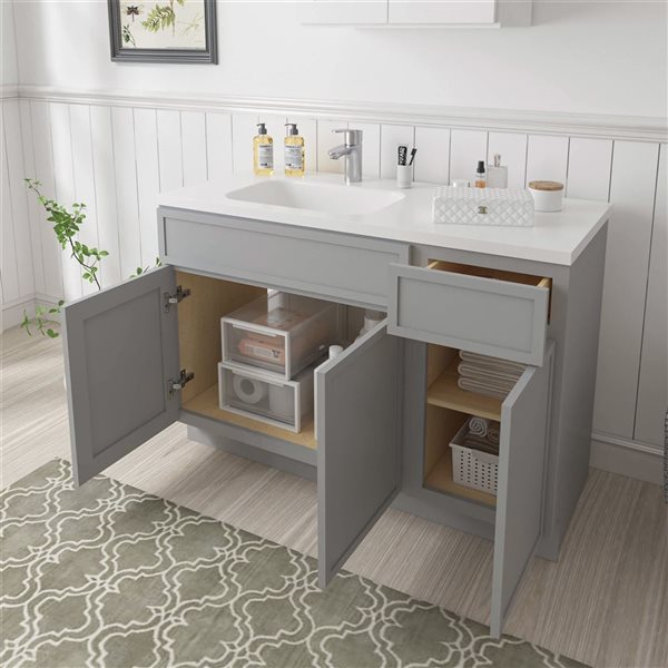 Vanity Art 45-in W x 21-in D x 32.5-in Freestanding 1-Drawer Bath Vanity Base Birch Cabinet without Top - Grey