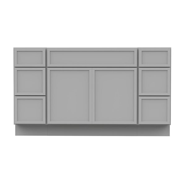 Vanity Art 54-in W x 21-in D x 32.5-in Freestanding 6-Drawer Bath Vanity Base Birch Cabinet without Top - Grey