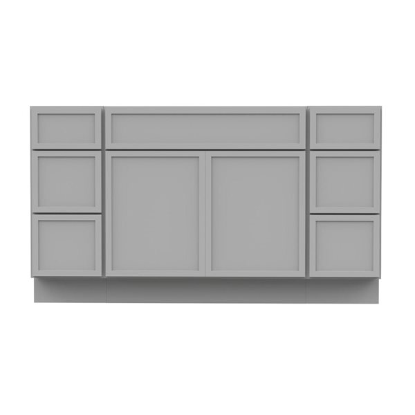 Vanity Art 54-in W x 21-in D x 32.5-in Freestanding 6-Drawer Bath Vanity Base Birch Cabinet without Top - Grey