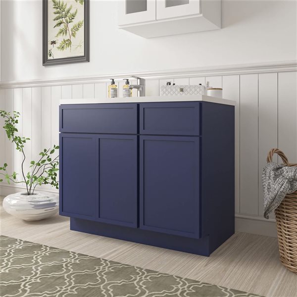 Vanity Art 39-in W x 21-in D x 32.5-in Freestanding 1-Drawer Bath Vanity Birch Cabinet without Top - Blue