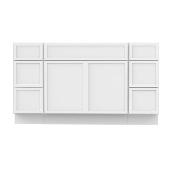 Vanity Art 63-in W x 21-in D x 32.5-in Freestanding Bath Vanity Birch Cabinet without Top - White