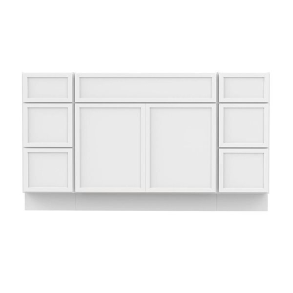 Vanity Art 63-in W x 21-in D x 32.5-in Freestanding Bath Vanity Birch Cabinet without Top - White