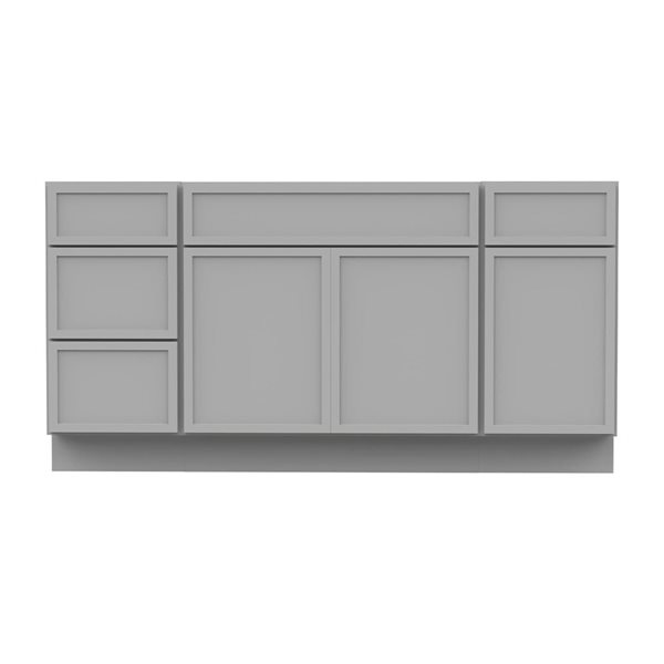 Vanity Art 63-in W x 21-in D x 32.5-in Freestanding 4-Drawer Bath Vanity Birch Cabinet without Top - Grey