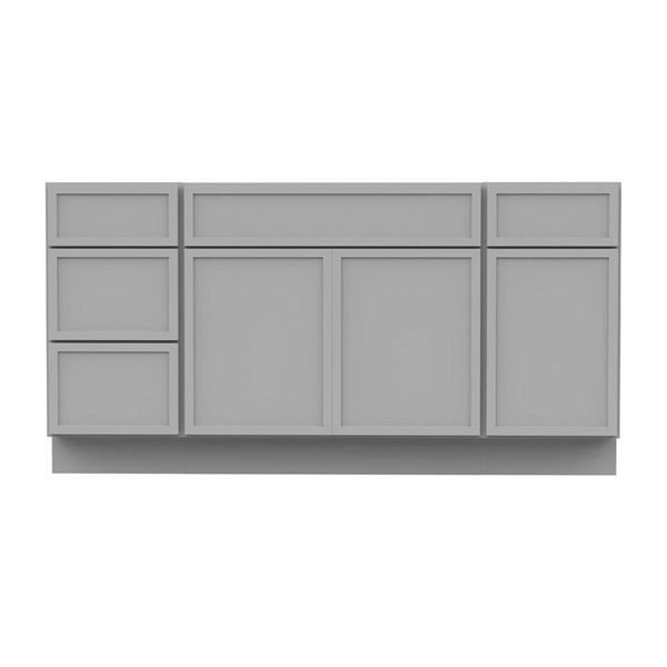 Vanity Art 63-in W x 21-in D x 32.5-in Freestanding 4-Drawer Bath Vanity Birch Cabinet without Top - Grey