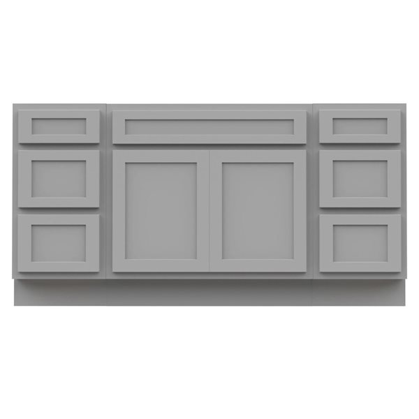 Vanity Art 66-in W x 21-in D x 32.5-in Freestanding Bath Vanity Oak Cabinet without Top - Grey