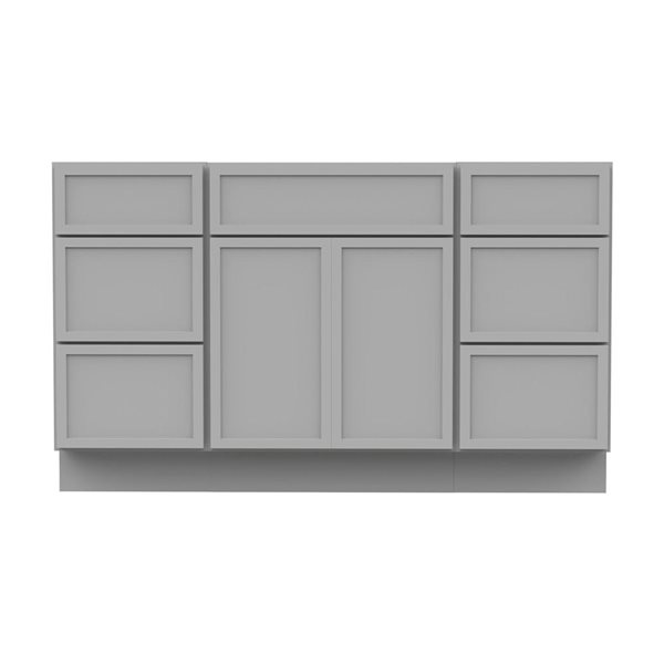 Vanity Art 54-in W x 21-in D x 32.5-in Freestanding Bath Vanity Base Birch Cabinet without Top - Grey