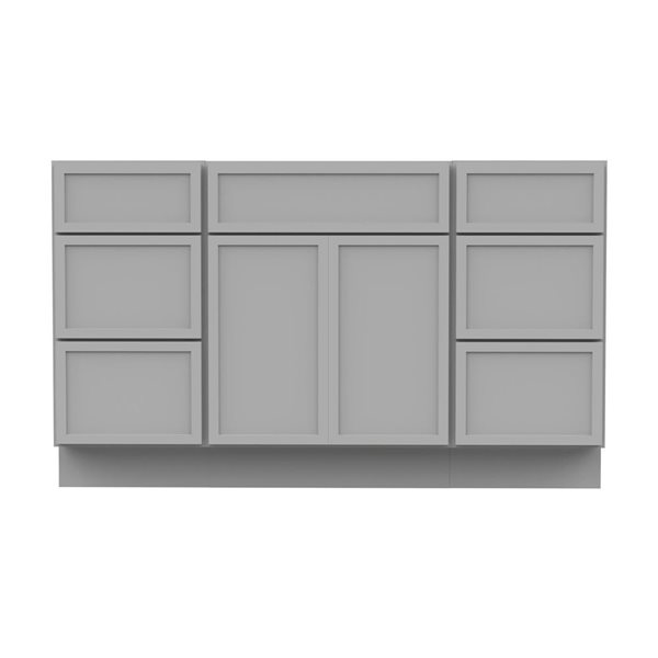 Vanity Art 54-in W x 21-in D x 32.5-in Freestanding Bath Vanity Base Birch Cabinet without Top - Grey