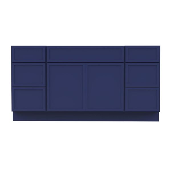 Vanity Art 66-in W x 21-in D x 32.5-in Freestanding Bath Vanity Birch Cabinet without Top - Blue