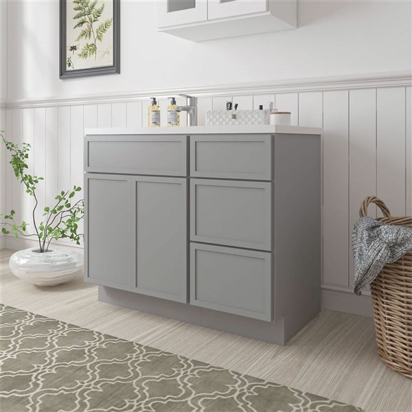 Vanity Art 39-in W x 21-in D x 32.5-in Freestanding Bath Vanity Birch Cabinet without Top - Grey