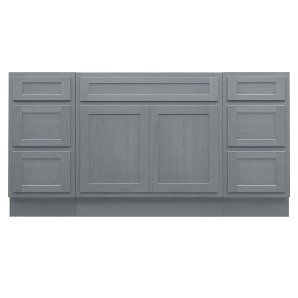 Vanity Art 69-in W x 21-in D x 32.5-in Freestanding Bath Vanity Oak Cabinet without Top - Silver