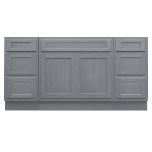 Vanity Art 69-in W x 21-in D x 32.5-in Freestanding Bath Vanity Oak Cabinet without Top - Silver