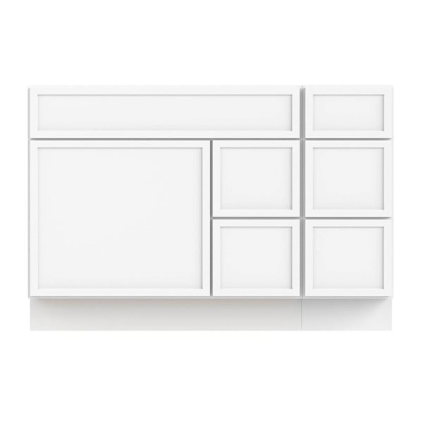 Vanity Art 48-in W x 21-in D x 32.5-in Freestanding 2-Right-Drawer Bath Vanity Birch Cabinet without Top - White