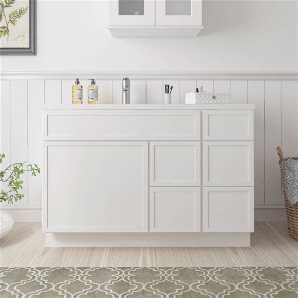Vanity Art 48-in W x 21-in D x 32.5-in Freestanding 2-Right-Drawer Bath Vanity Birch Cabinet without Top - White