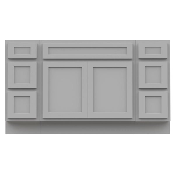 Vanity Art 54-in W x 21-in D x 32.5-in Freestanding 6-Drawer Bath Vanity Base Oak Cabinet without Top - Grey
