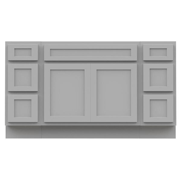 Vanity Art 54-in W x 21-in D x 32.5-in Freestanding 6-Drawer Bath Vanity Base Oak Cabinet without Top - Grey