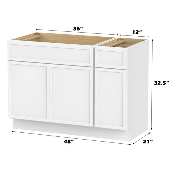 Vanity Art 48-in W x 21-in D x 32.5-in Freestanding Bath Vanity Birch Cabinet without Top - White