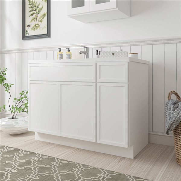 Vanity Art 48-in W x 21-in D x 32.5-in Freestanding Bath Vanity Birch Cabinet without Top - White