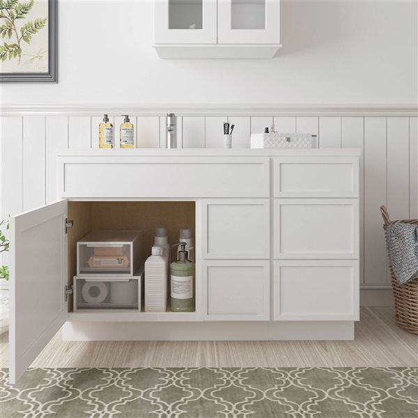 Vanity Art 51-in W x 21-in D x 32.5-in Freestanding 5-Drawer Bath Vanity Birch Cabinet without Top - White