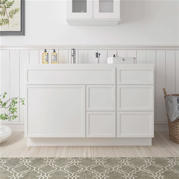 Vanity Art 51-in W x 21-in D x 32.5-in Freestanding 5-Drawer Bath Vanity Birch Cabinet without Top - White