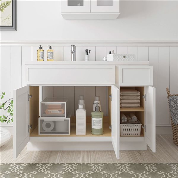 Vanity Art 51-in W x 21-in D x 32.5-in Freestanding Bath Vanity Birch Cabinet without Top - White