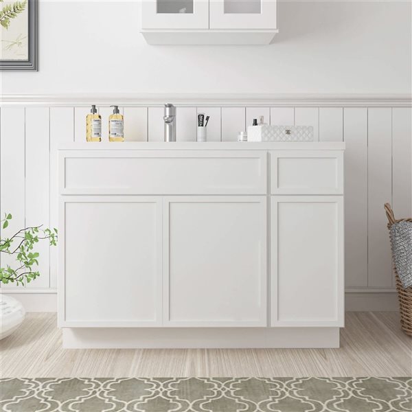 Vanity Art 51-in W x 21-in D x 32.5-in Freestanding Bath Vanity Birch Cabinet without Top - White