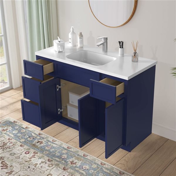 Vanity Art 48-in W x 21-in D x 32.5-in Freestanding Bath Vanity Birch Cabinet without Top - Blue