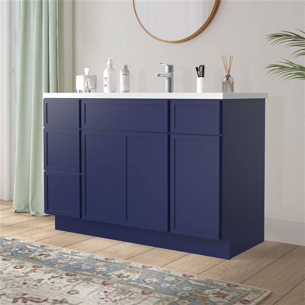 Vanity Art 48-in W x 21-in D x 32.5-in Freestanding Bath Vanity Birch Cabinet without Top - Blue