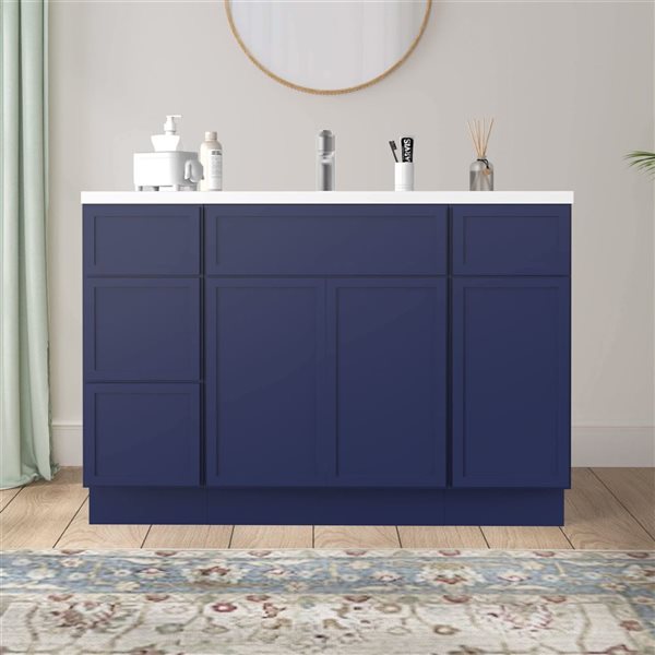 Vanity Art 48-in W x 21-in D x 32.5-in Freestanding Bath Vanity Birch Cabinet without Top - Blue