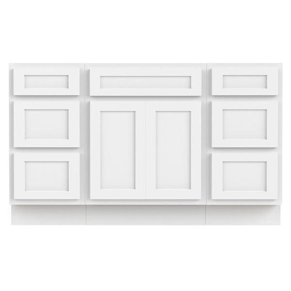 Vanity Art 54-in W x 21-in D x 32.5-in Freestanding Bath Vanity Base Oak Cabinet without Top - White