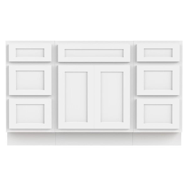 Vanity Art 54-in W x 21-in D x 32.5-in Freestanding Bath Vanity Base Oak Cabinet without Top - White