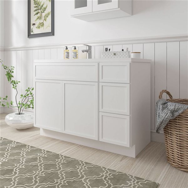 Vanity Art 51-in W x 21-in D x 32.5-in Freestanding 3-Drawer Bath Vanity Birch Cabinet without Top - White
