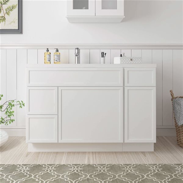 Vanity Art 48-in W x 21-in D x 32.5-in Freestanding 2-Left-Drawer Bath Vanity Birch Cabinet without Top - White