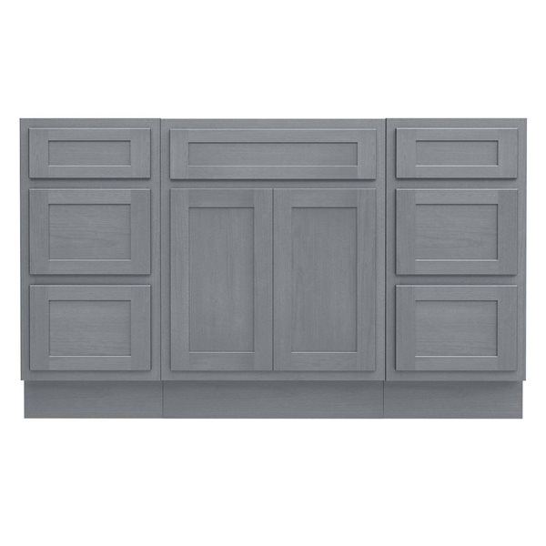 Vanity Art 54-in W x 21-in D x 32.5-in Freestanding Bath Vanity Base Oak Cabinet without Top - Silver