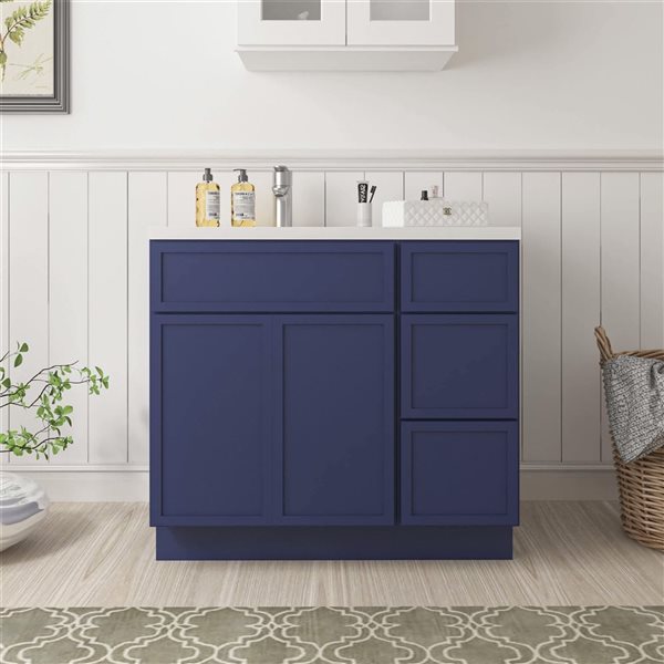 Vanity Art 36-in W x 21-in D x 32.5-in Freestanding Bath Vanity Birch Cabinet without Top - Blue