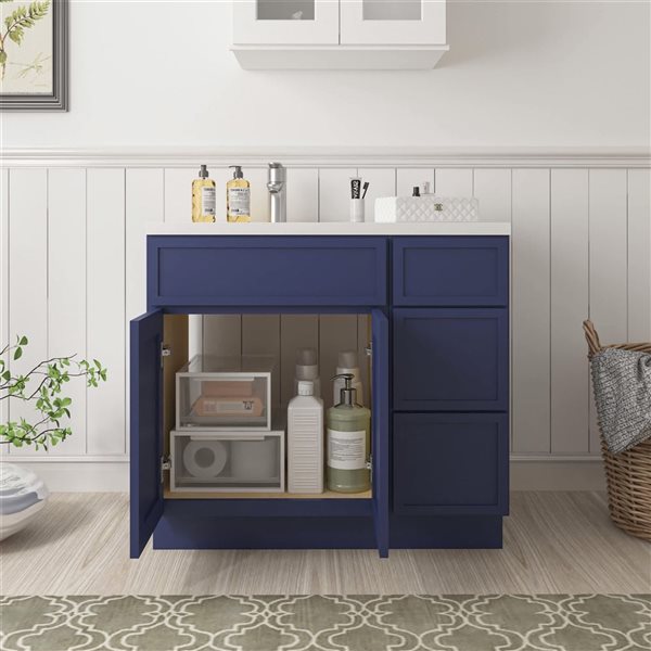 Vanity Art 36-in W x 21-in D x 32.5-in Freestanding Bath Vanity Birch Cabinet without Top - Blue