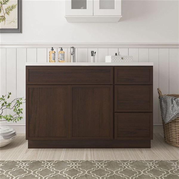 Vanity Art 45-in W x 21-in D x 32.5-in Freestanding Bath Vanity Birch Cabinet without Top - Brown