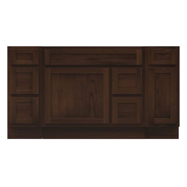 Vanity Art 60-in W x 21-in D x 32.5-in Freestanding 4-Drawer Bath Vanity Base Oak Cabinet without Top - Brown