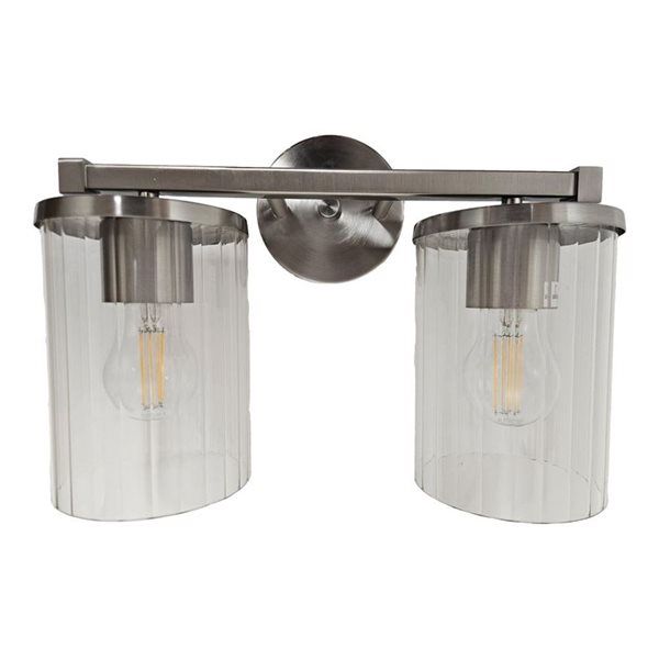 Whitfield Lighting Linette 2‑Light Stainless Steel Vanity with Clear Glass