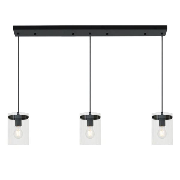 Whitfield Lighting Matte Black 3‑Light Linear Pendant