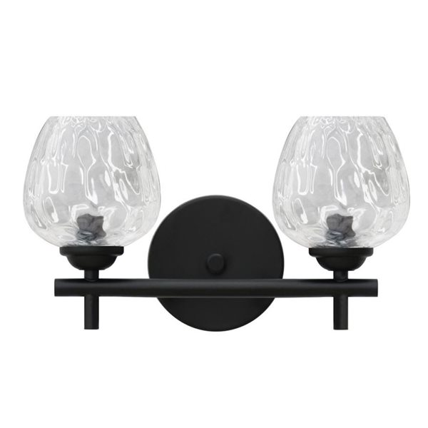 Whitfield Lighting 2‑Light Vanity With Matte Black Finish and Clear Dimple Glass