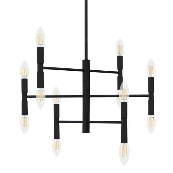 Whitfield Lighting Matte Black 12‑Light Chandelier
