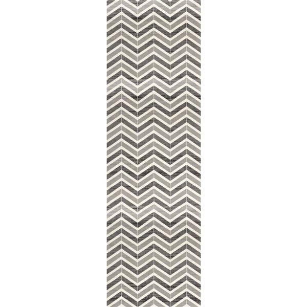 Rug Branch Montage 3 x 20‑ft Grey Geometric Indoor Modern Runner Rug