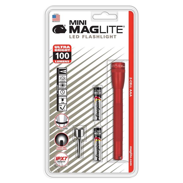 Maglite Mini LED 2 AAA Cell Flashlight - Red