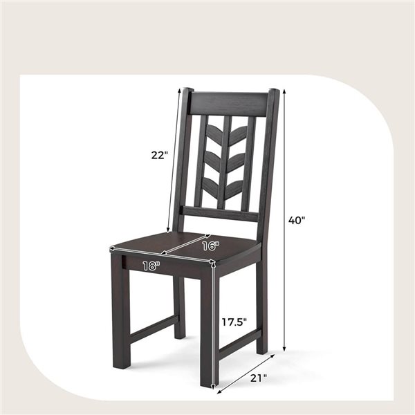 Set of 4 Costway Dining Chairs w/ Rubberwood Frame - Brown