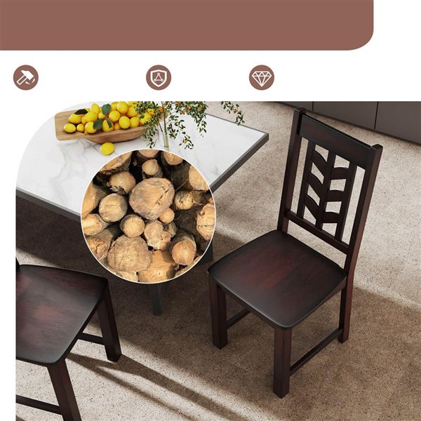 Set of 4 Costway Dining Chairs w/ Rubberwood Frame - Brown