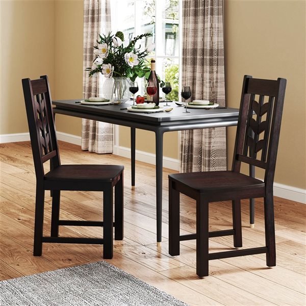 Set of 4 Costway Dining Chairs w/ Rubberwood Frame - Brown