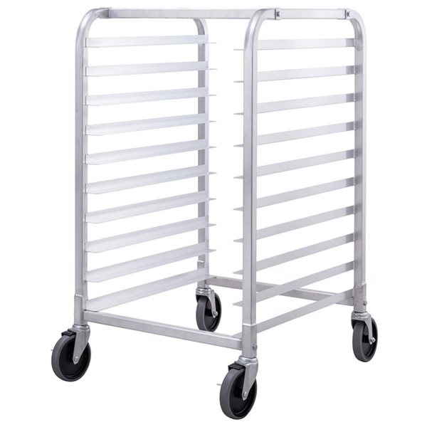Kitchen Rack Rona Costway 10-Tier Aluminum Bakery Rack w/ Wheels - Bare Finish KC44420 | RONA