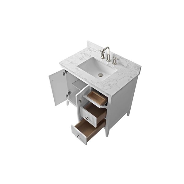 Vanity Art 36-in W x 22-in D x 38-in H Single Sink Bathroom Vanity w/ Engineered Marble Top - Linear White