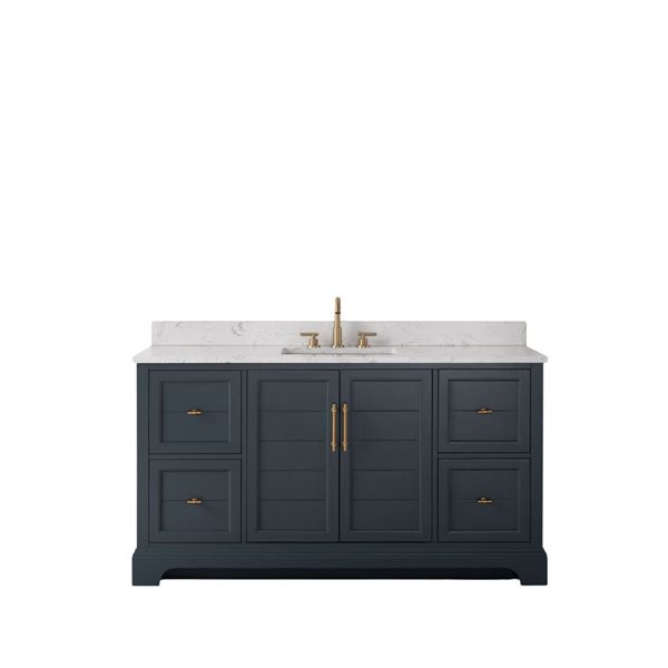 Vanity Art 60-in W x 22-in D x 38-in H Single Sink Bath Vanity in Vintage Spruce Blue with Engineered Marble Top