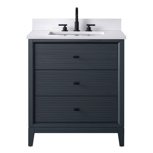 Vanity Art 30-in W x 22-in D x 38-in H Single Sink Freestanding Bath Vanity w/ Engineered Marble Top - Spruce Blue